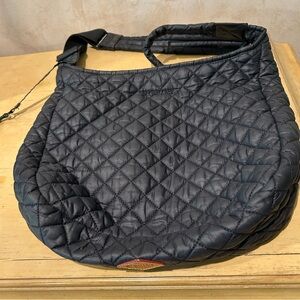 MZ Wallace Parker deluxe quilted crossbody black bag with cosmetic bag